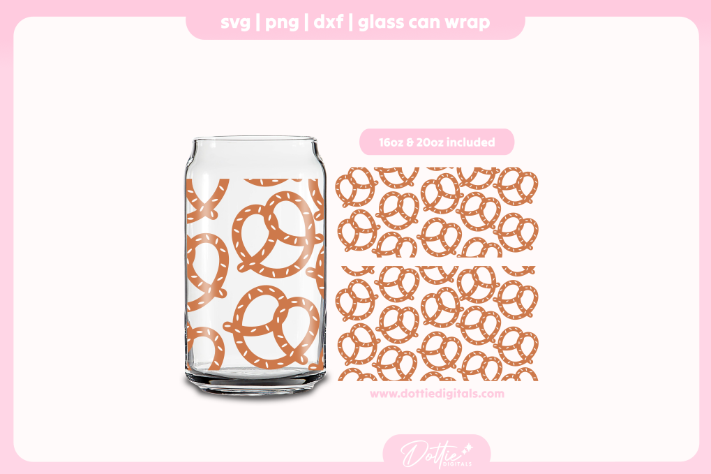 Pretzel 16oz & 20oz Libbey Glass Can Bundle SVG PNG
