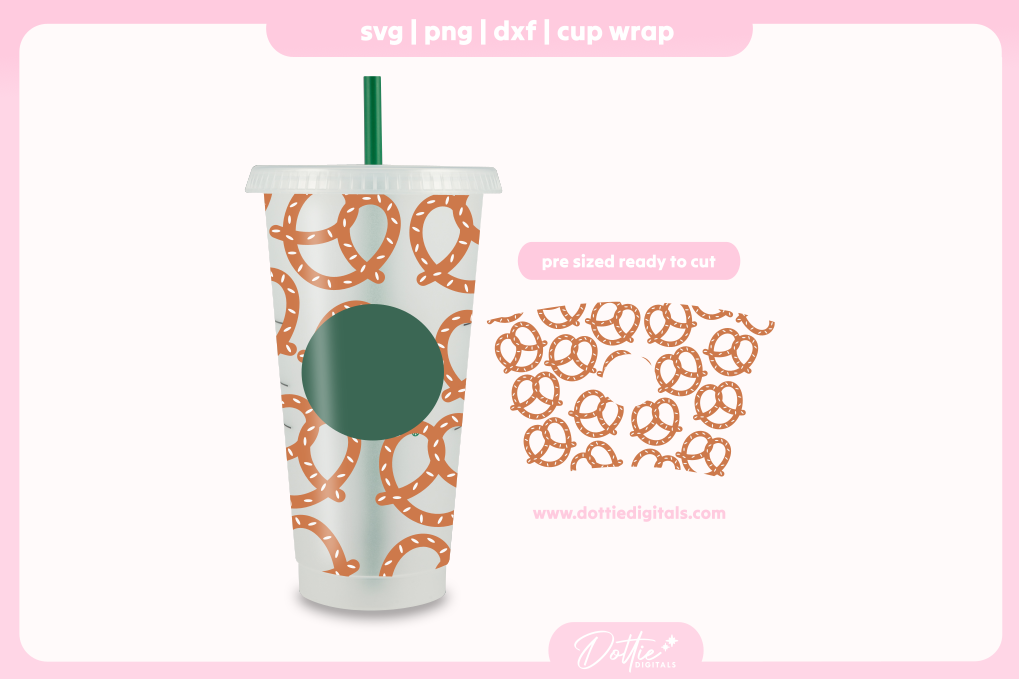 Pretzels Pretzel Pastry Knot Bagel Food 24oz Starbucks Cold Cup SVG PNG