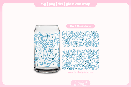 Fairytale Princess 16oz & 20oz Libbey Glass Can Bundle SVG PNG