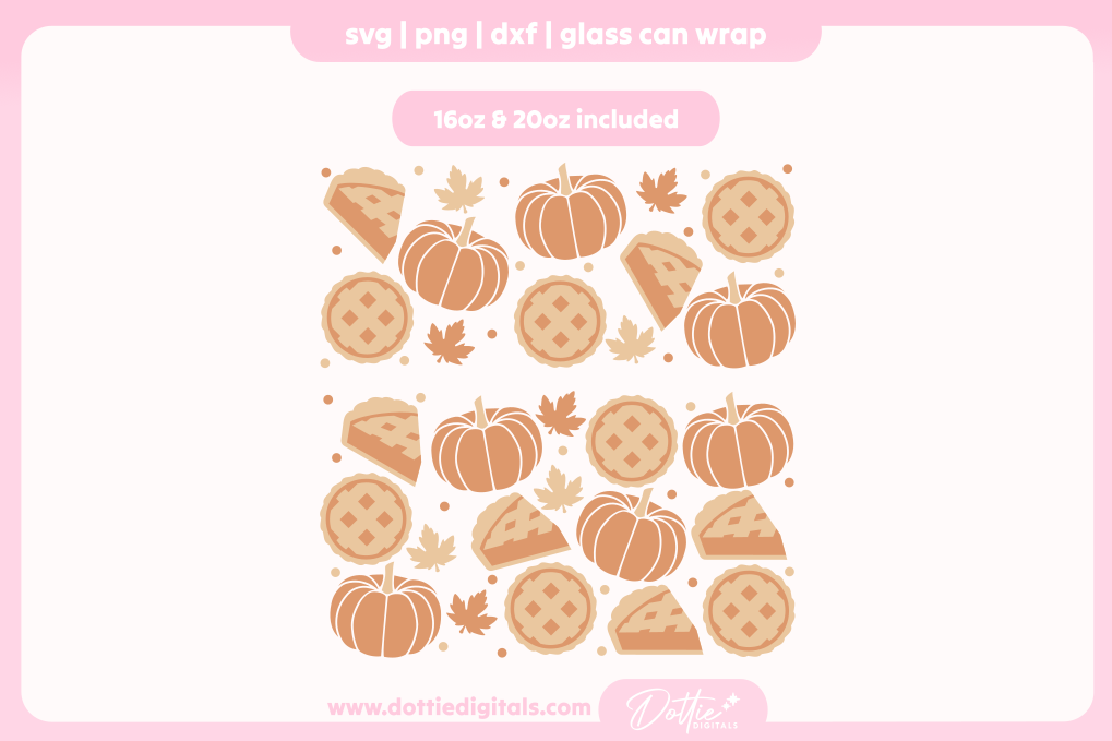 Autumn Pumpkin Pie 16oz & 20oz Libbey Glass Can Bundle SVG PNG