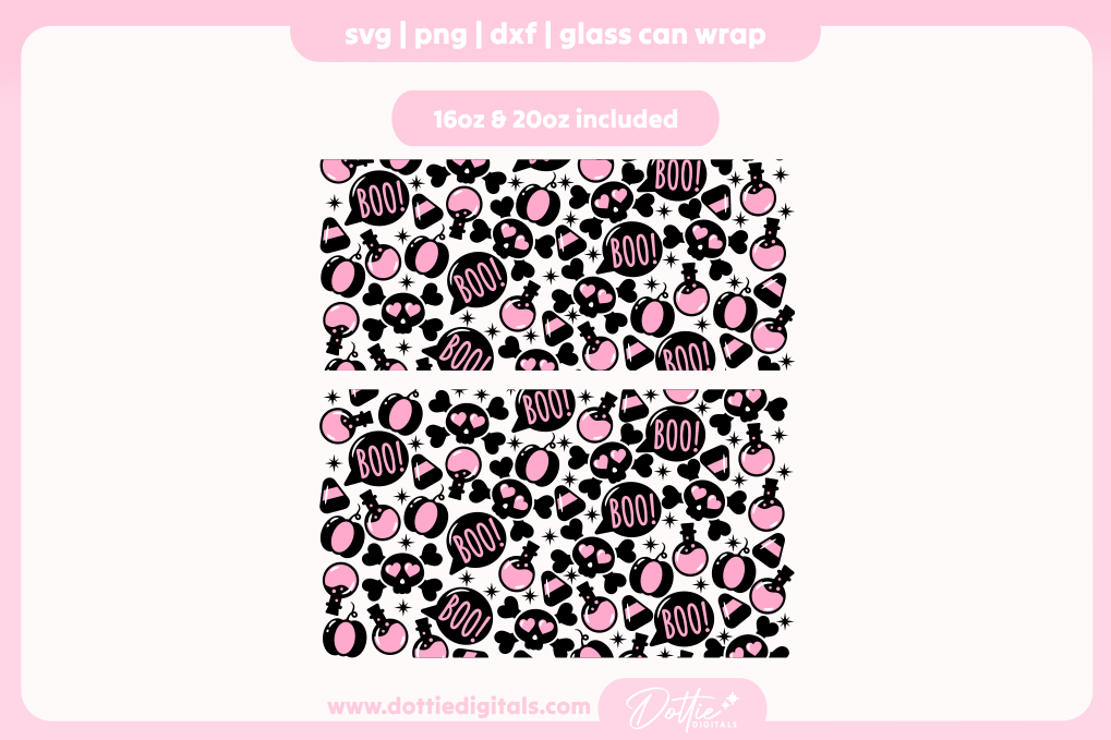 Halloween Pink Punk 16oz & 20oz Libbey Glass Can Bundle SVG PNG