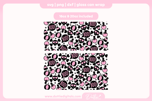 Halloween Pink Punk 16oz & 20oz Libbey Glass Can Bundle SVG PNG