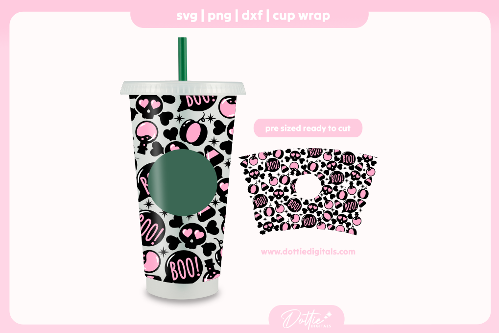 Pink Punk Halloween 24oz Starbucks Cold Cup SVG PNG