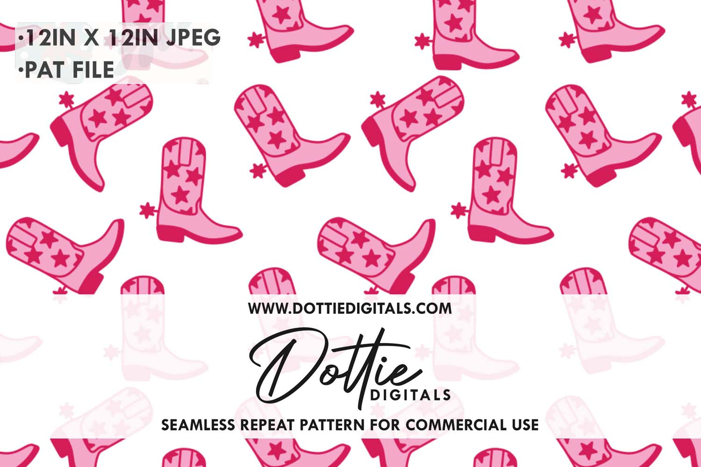 Pink Cowgirl Boots Repeat Seamless Pattern
