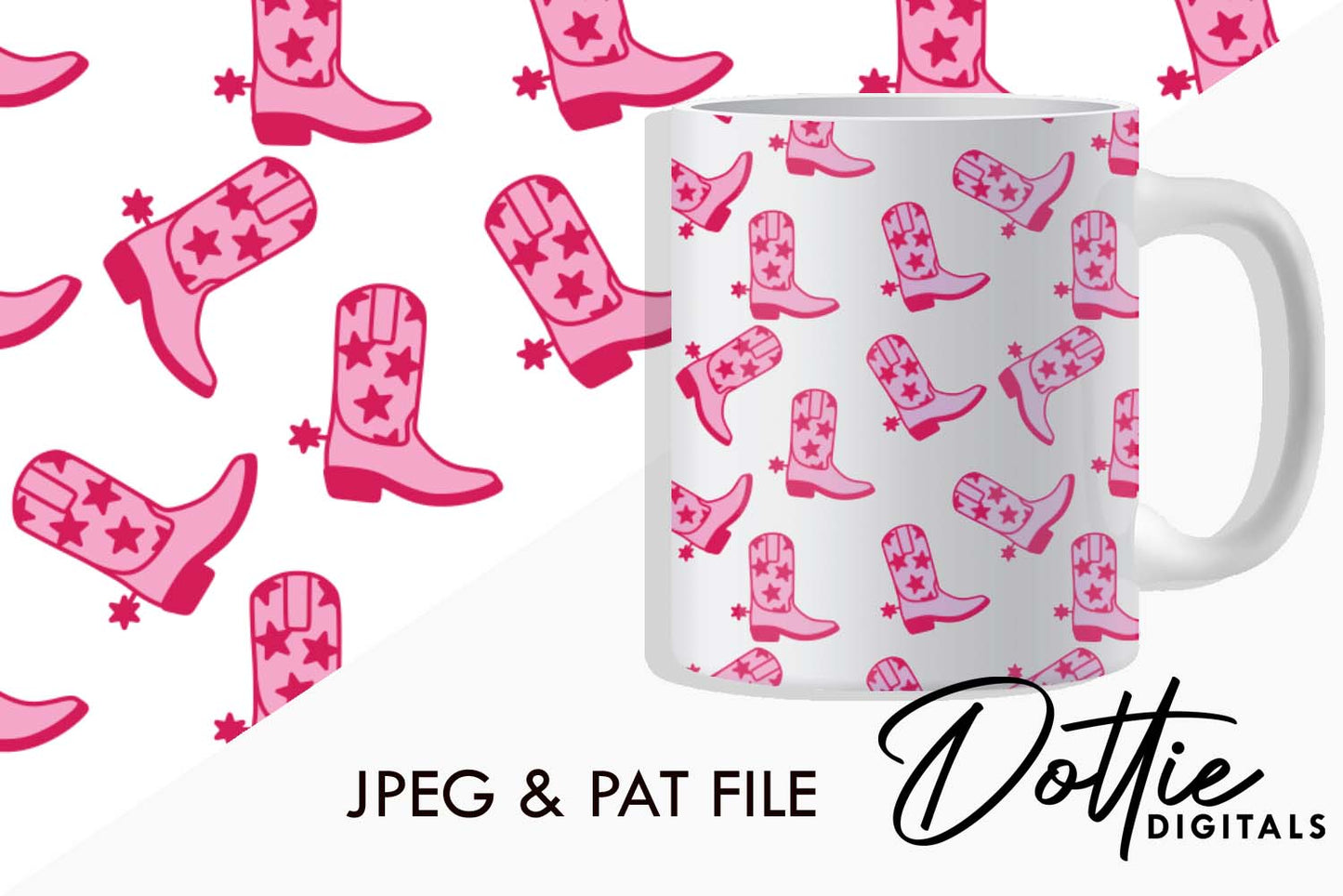 Pink Cowgirl Boots Repeat Seamless Pattern
