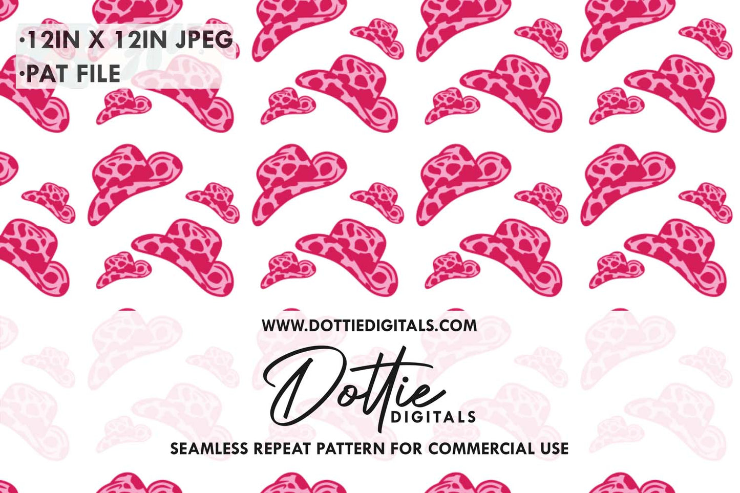 Pink Cowgirl Hats Repeat Seamless Pattern