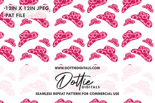 Pink Cowgirl Hats Repeat Seamless Pattern