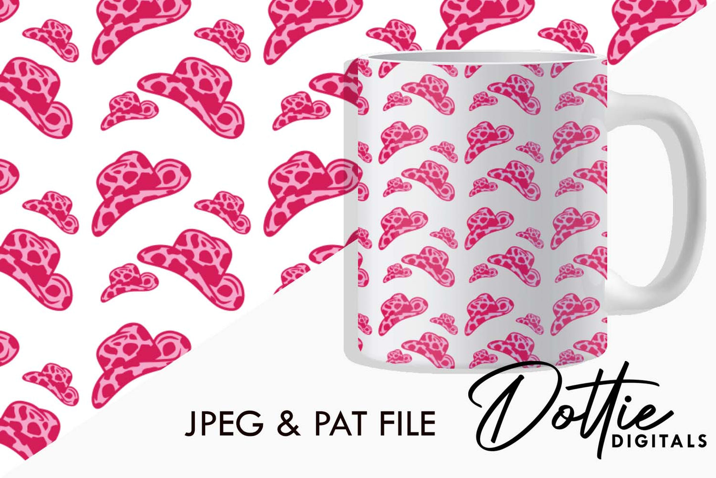 Pink Cowgirl Hats Repeat Seamless Pattern