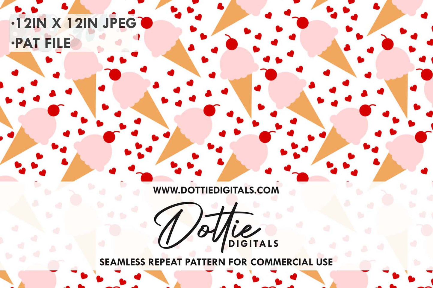 Pink Ice Cream Cones Repeat Seamless Pattern
