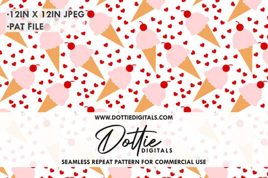 Pink Ice Cream Cones Repeat Seamless Pattern