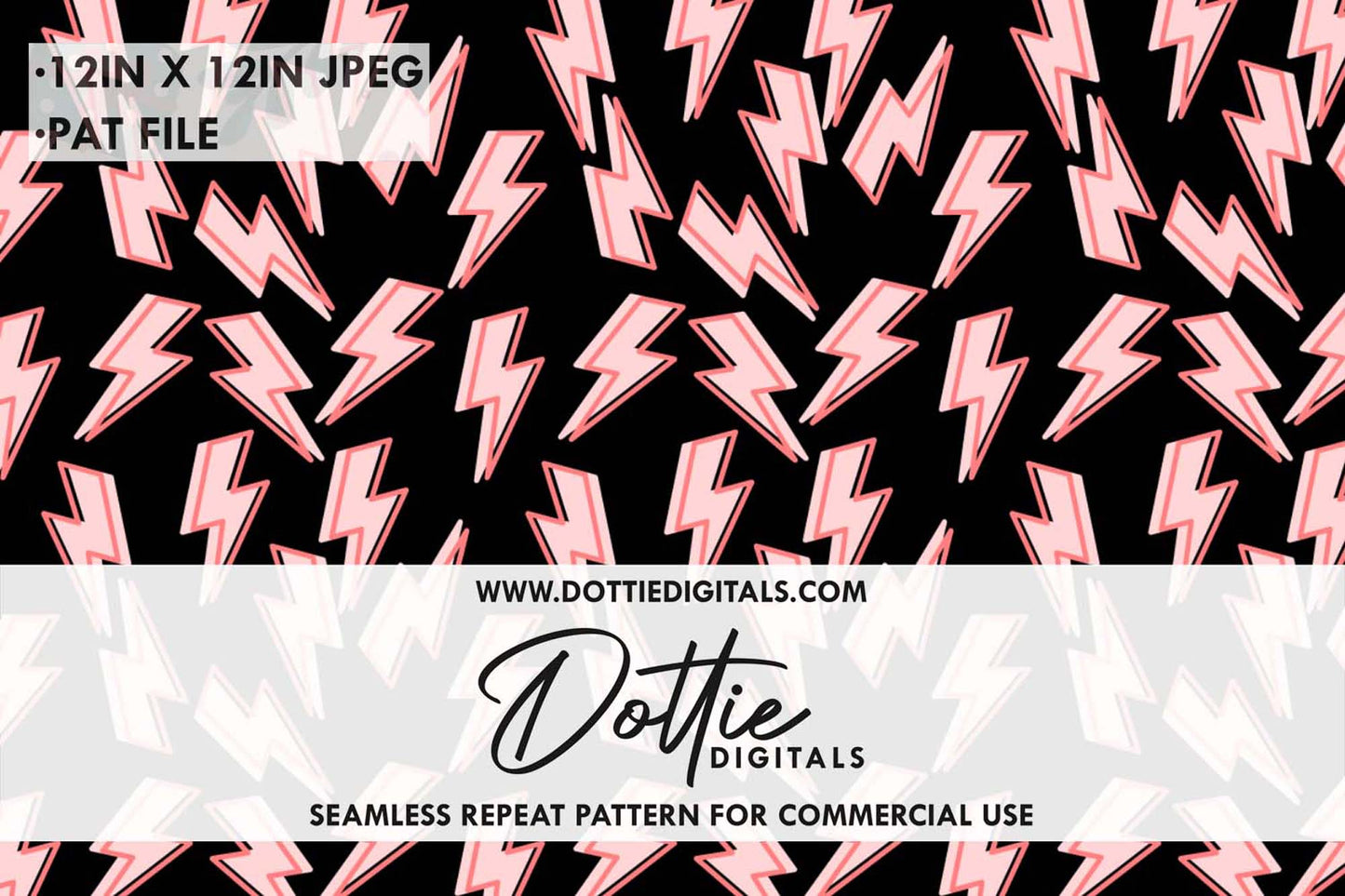 Pink Lightning Bolts Repeat Seamless Pattern