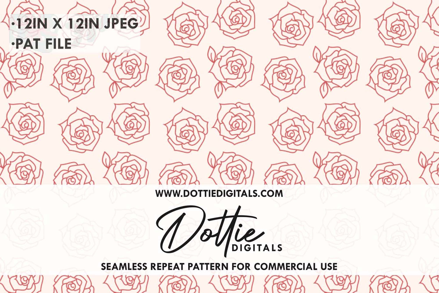 Pink Roses Repeat Seamless Pattern