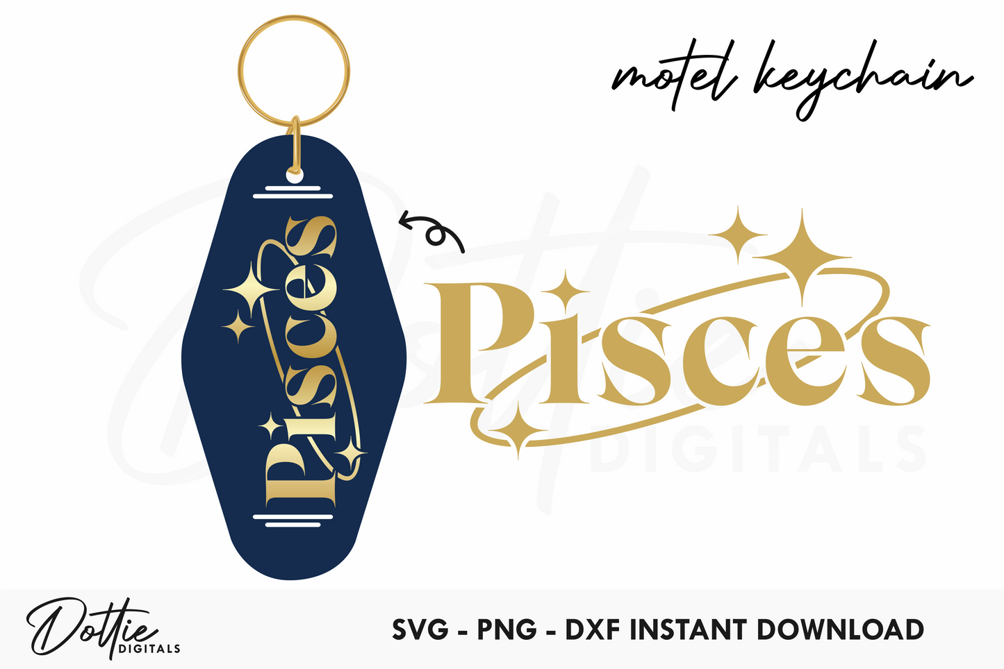 Pisces Zodiac Star Sign Motel Keychain SVG PNG