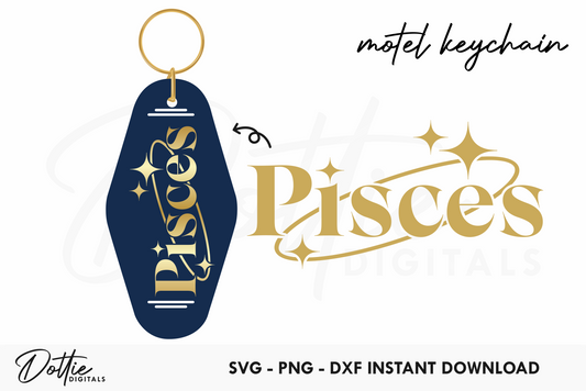 Pisces Zodiac Star Sign Motel Keychain SVG PNG
