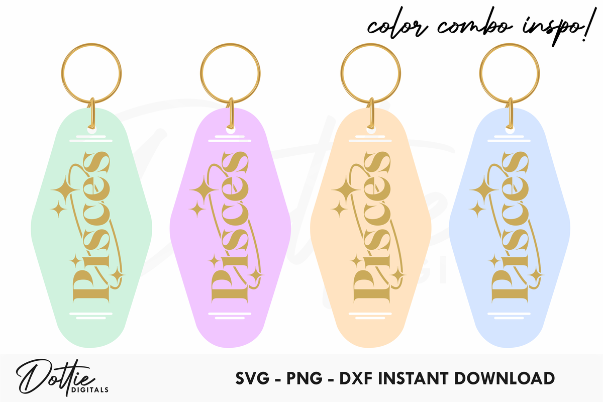 Pisces Zodiac Star Sign Motel Keychain SVG PNG