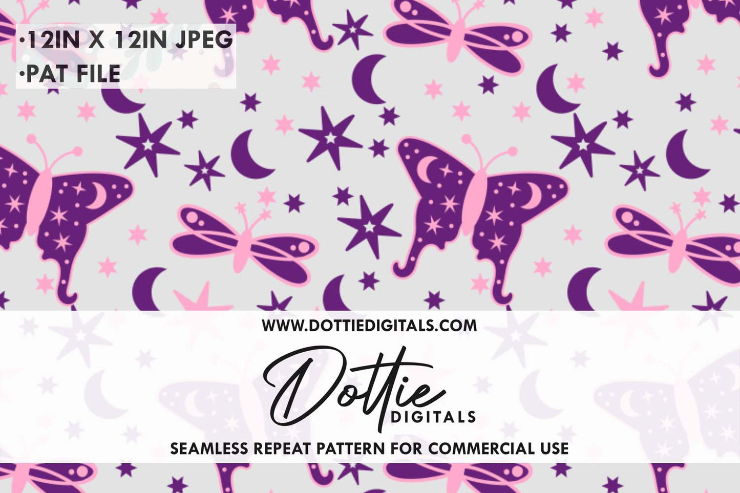 Purple Butterflies Repeat Seamless Pattern