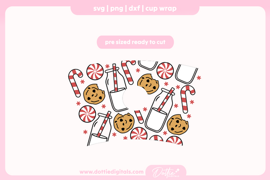 Red Design Christmas Milk n Cookies Festive Holiday 24oz Starbucks Cold Cup SVG PNG