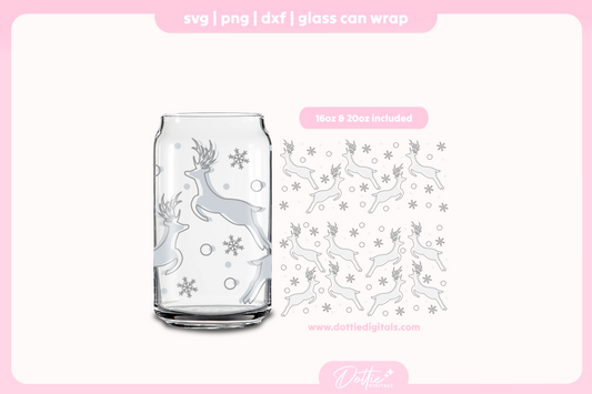 Winter Reindeers 16oz & 20oz Libbey Glass Can Bundle SVG PNG