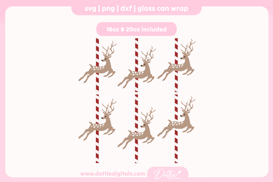 Christmas Reindeers 16oz & 20oz Libbey Glass Can Bundle SVG PNG
