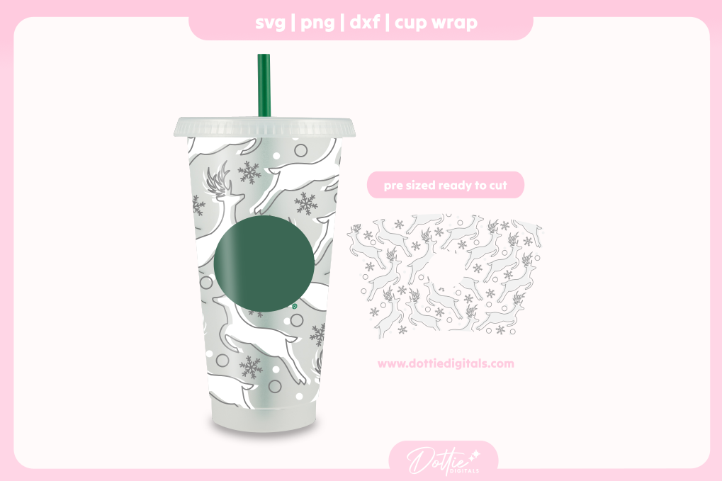 Winter Reindeers 24oz Starbucks Cold Cup SVG PNG