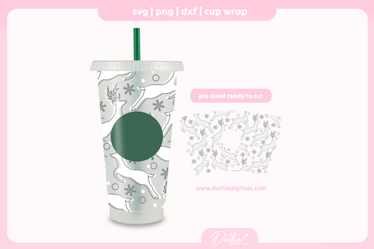 Winter Reindeers 24oz Starbucks Cold Cup SVG PNG