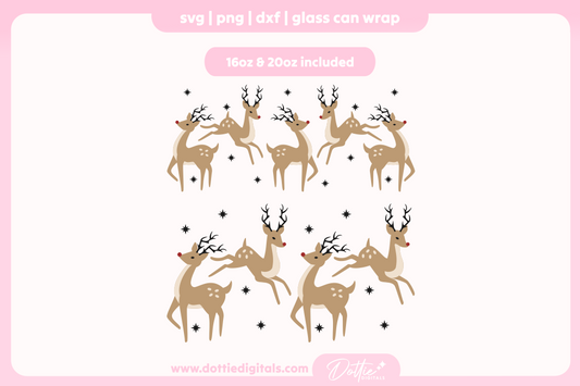 Christmas Reindeer 16oz & 20oz Libbey Glass Can Bundle SVG PNG
