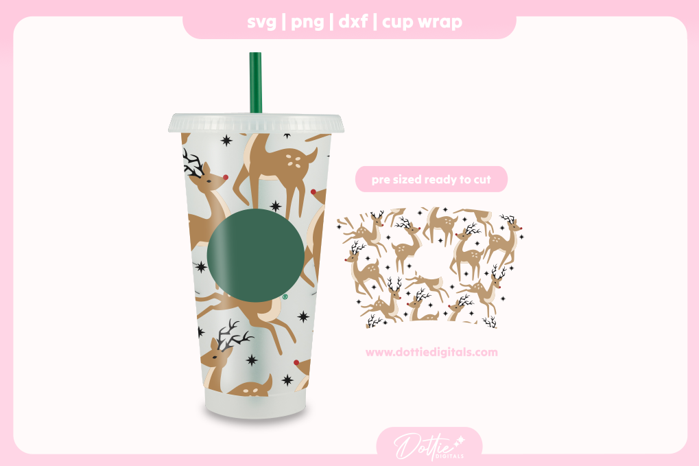 Rudolph Red Nosed Reindeer 24oz Starbucks Cold Cup SVG PNG