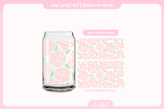 Roses 16oz & 20oz Libbey Glass Can Bundle SVG PNG