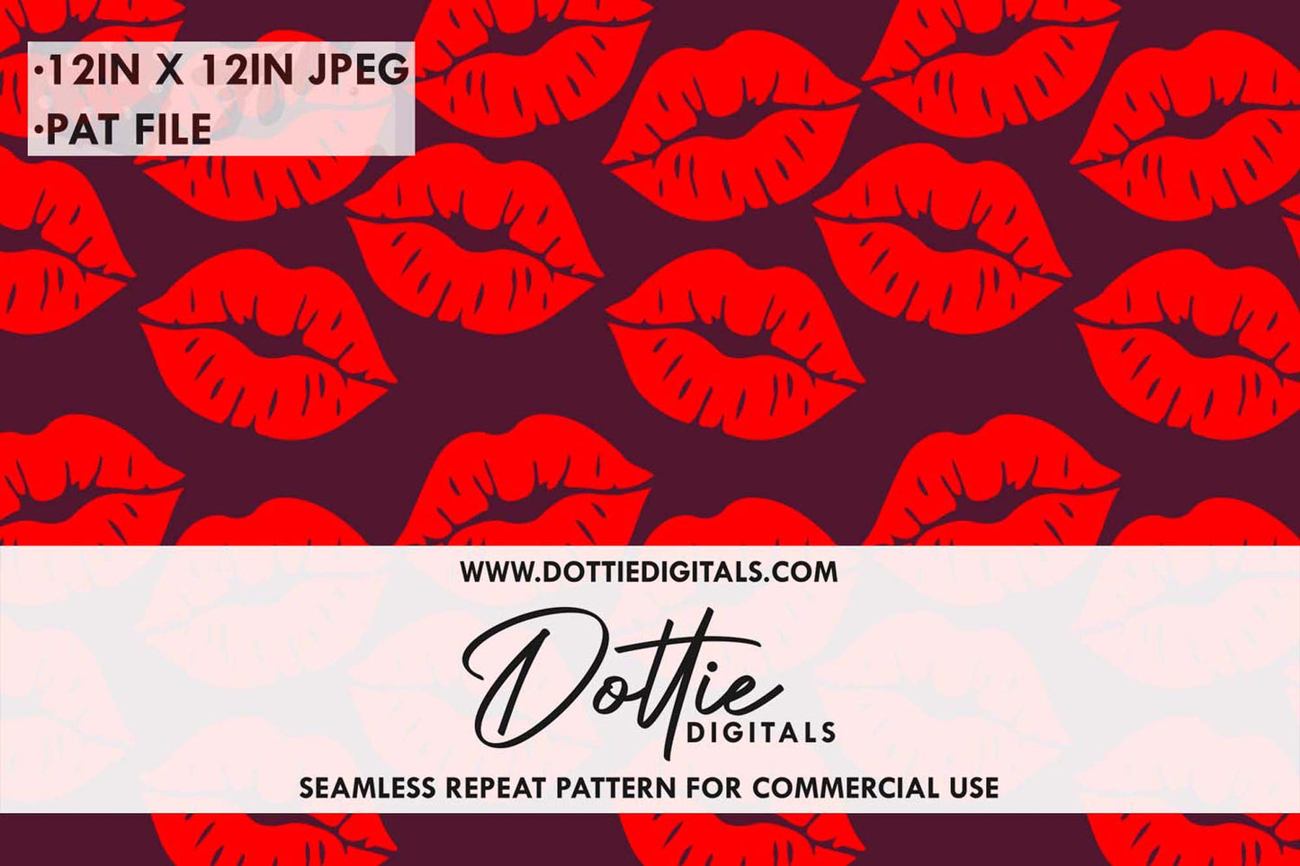 Red Lipstick Kisses Repeat Seamless Pattern