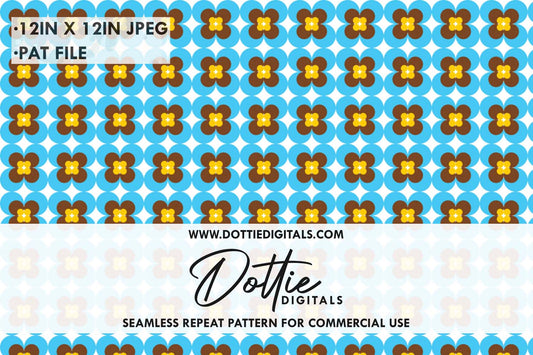 Retro Flowers Repeat Seamless Pattern
