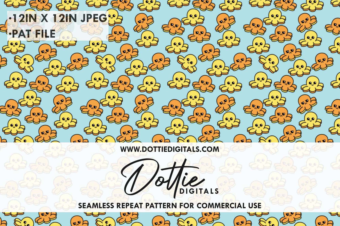 Reverse Octopus Repeat Seamless Pattern