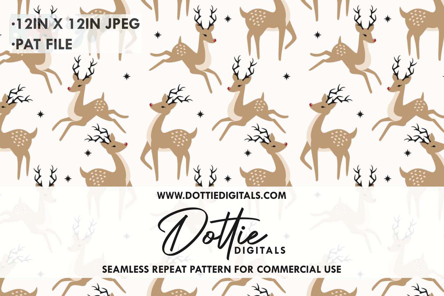 Rudolph Reindeer Repeat Seamless Pattern