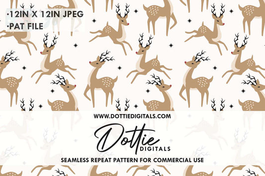 Rudolph Reindeer Repeat Seamless Pattern