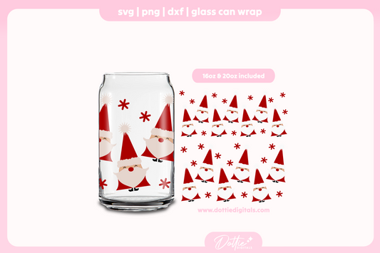 Santa Claus 16oz & 20oz Libbey Glass Can Bundle SVG PNG