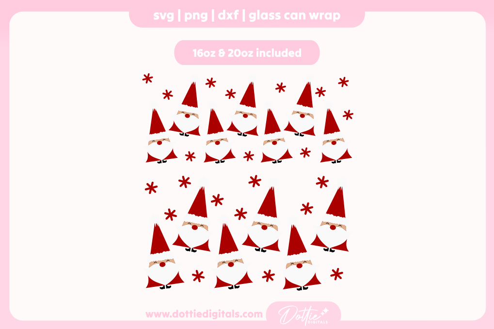 Santa Claus 16oz & 20oz Libbey Glass Can Bundle SVG PNG