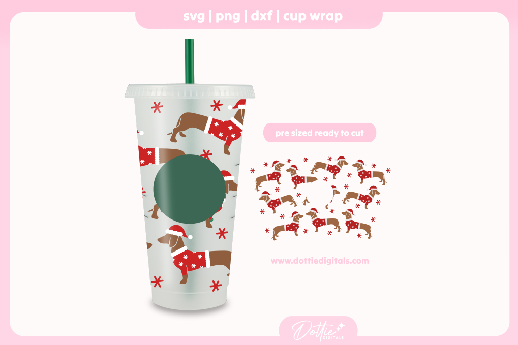 Xmas Santa Paws 24oz Starbucks Cold Cup SVG PNG