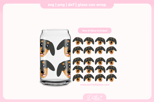 Dachshunds 16oz & 20oz Libbey Glass Can Bundle SVG PNG
