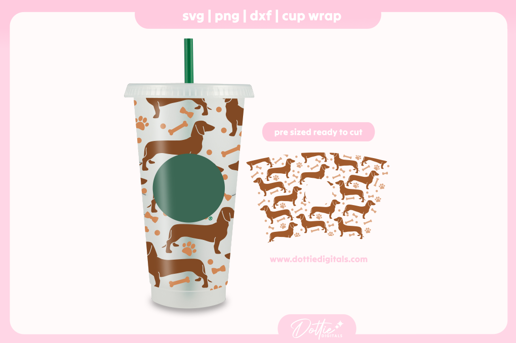 Sausage Dogs Dachshund 24oz Starbucks Cold Cup SVG PNG