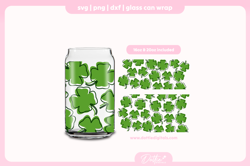 Shamrocks 16oz & 20oz Libbey Glass Can Bundle SVG PNG