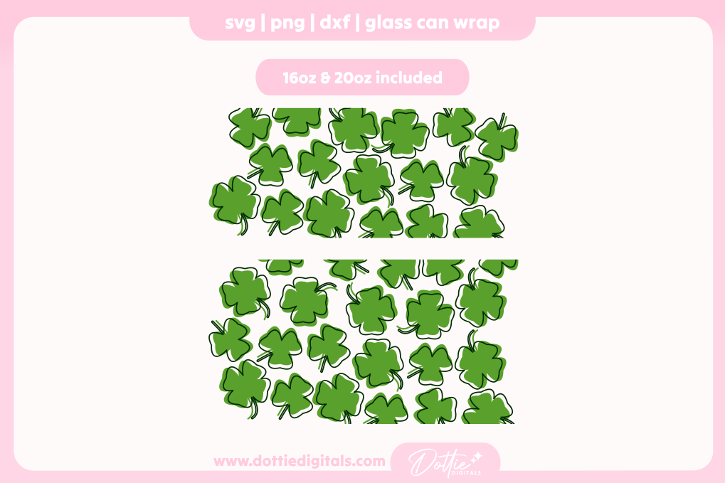 Shamrocks 16oz & 20oz Libbey Glass Can Bundle SVG PNG