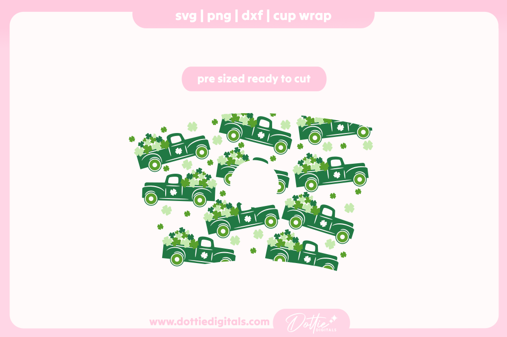 Shamrock Trucks Rustic St Patrick's Day Lucky Clover 24oz Starbucks Cold Cup SVG PNG