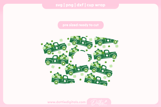 Shamrock Trucks Rustic St Patrick's Day Lucky Clover 24oz Starbucks Cold Cup SVG PNG