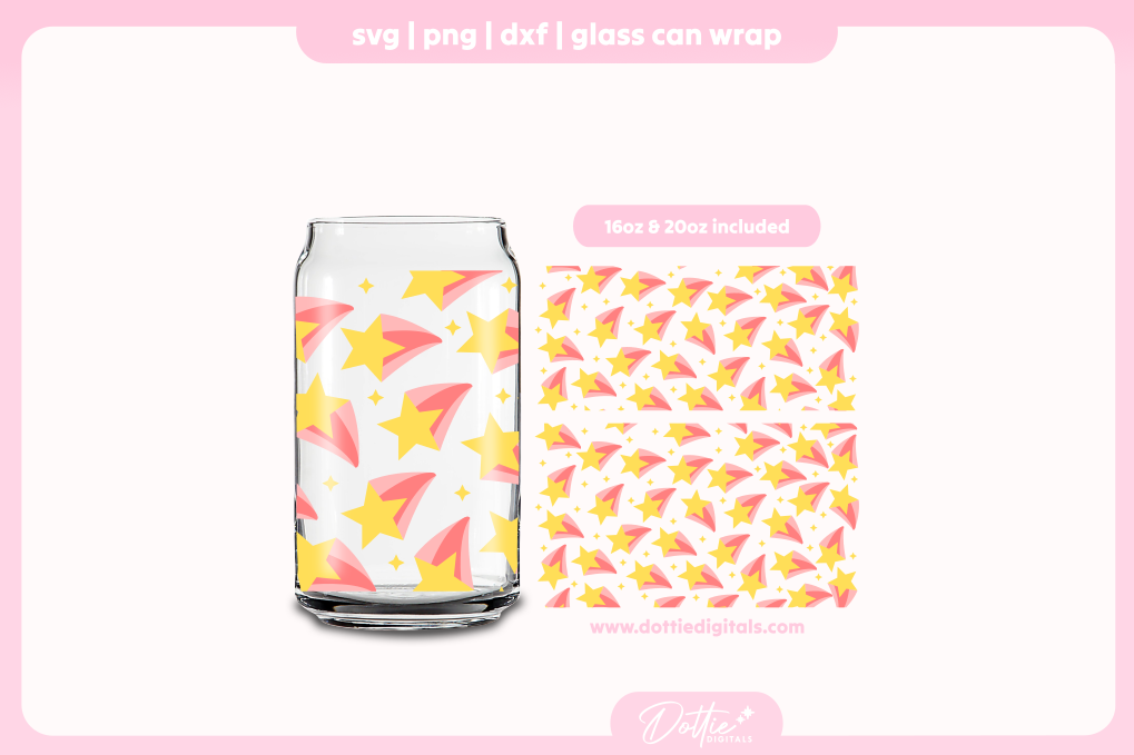 Shooting Stars 16oz & 20oz Libbey Glass Can Bundle SVG PNG