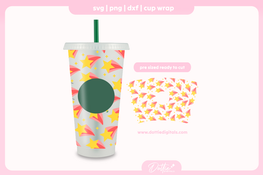 Shooting Stars Cute Retro 24oz Starbucks Cold Cup SVG PNG