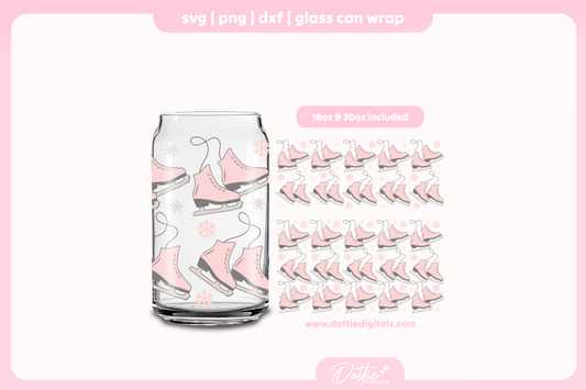 Ice Skates 16oz & 20oz Libbey Glass Can Bundle SVG PNG