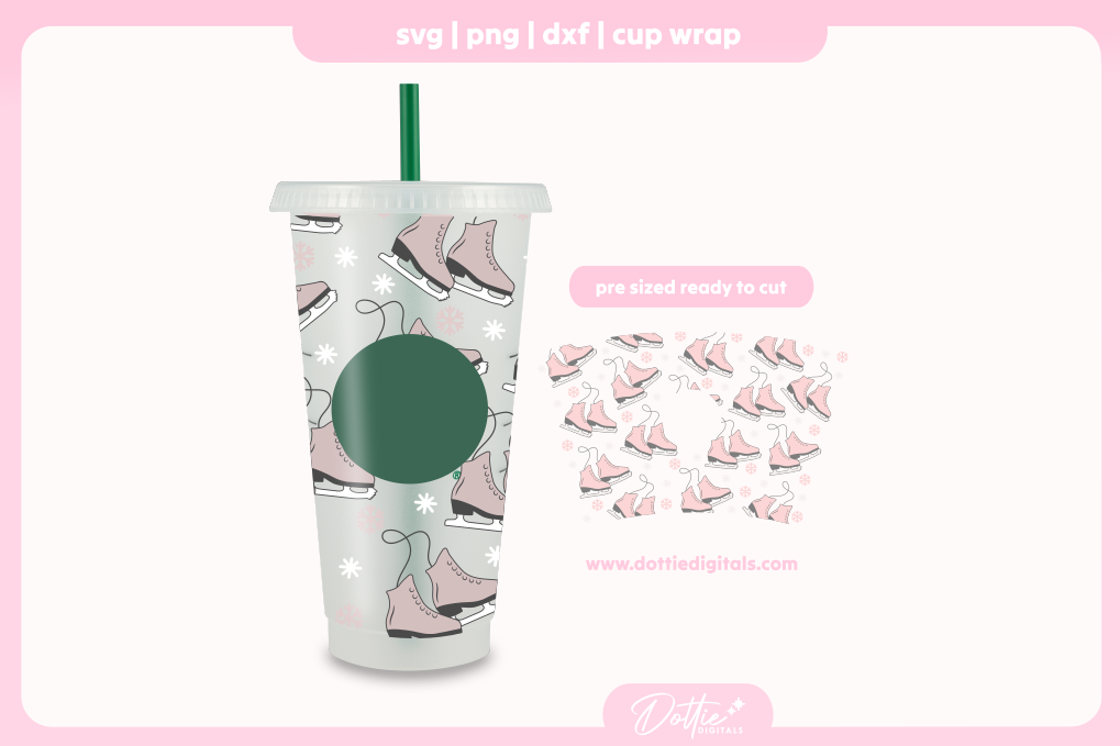 Ice Skates 24oz Starbucks Cold Cup SVG PNG