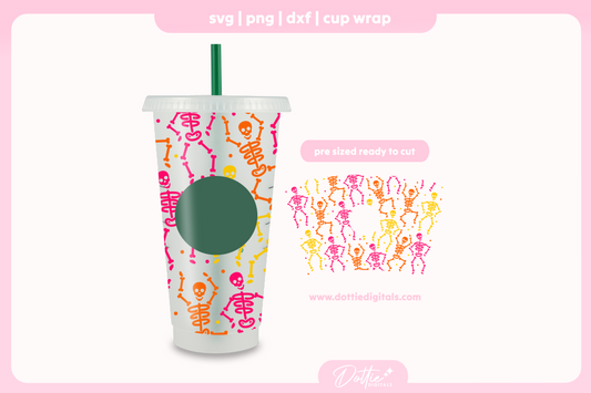 Spooky Skeletons body bones Halloween 24oz Starbucks Cold Cup SVG PNG