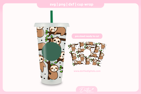 Sloths Sleepy Sloth 24oz Starbucks Cold Cup SVG PNG