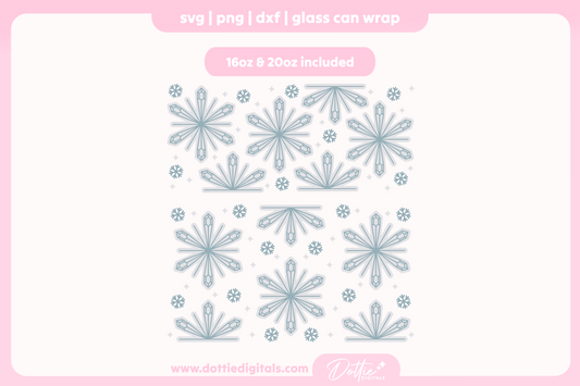 Diamond Snowflakes 16oz & 20oz Libbey Glass Can Bundle SVG PNG