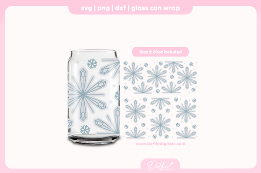 Diamond Snowflakes 16oz & 20oz Libbey Glass Can Bundle SVG PNG